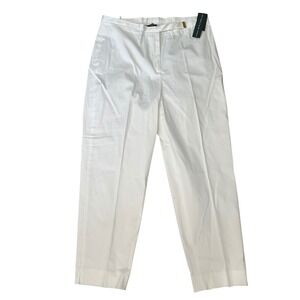 New Lauren Ralph Lauren Womens‎ 14 White Stretch Fabric Cropped Pants Tailored